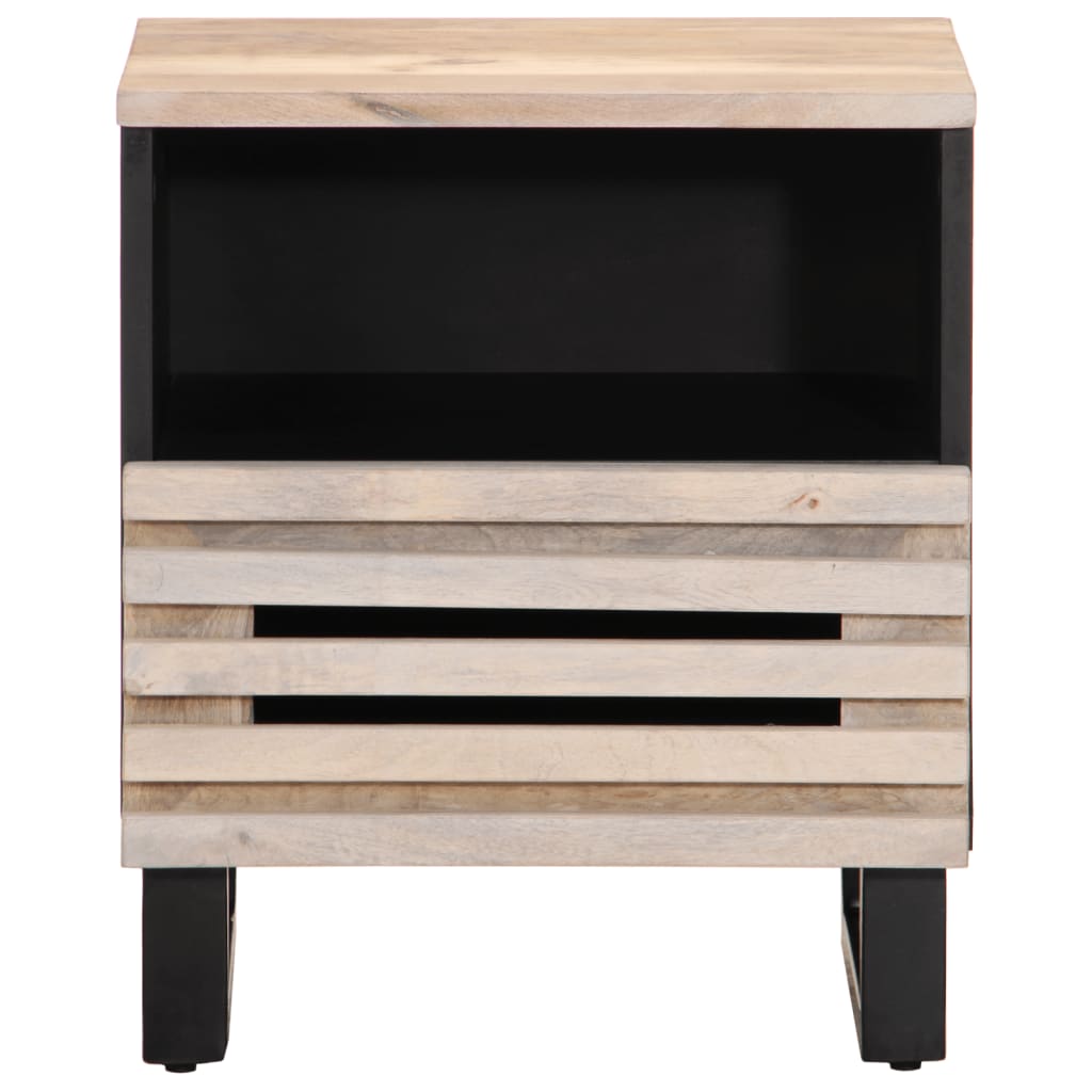 Mesita De Noche Madera Maciza Mango Blanqueado 40x34x46 Cm_1