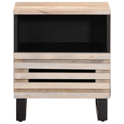 Mesita De Noche Madera Maciza Mango Blanqueado 40x34x46 Cm_1