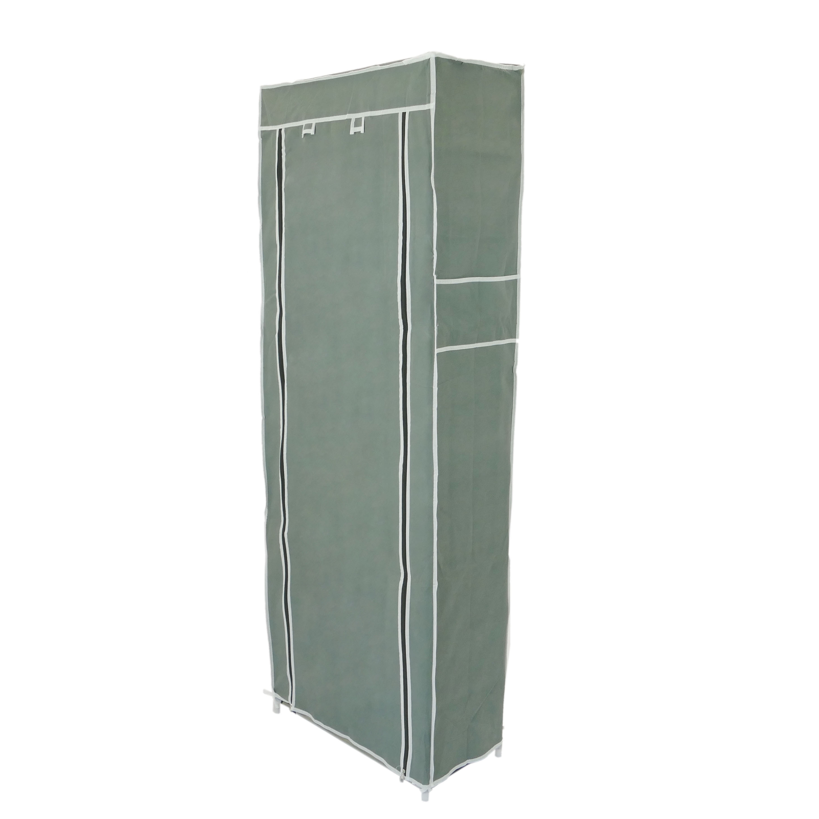 Armario Ropero Y Zapatero De Tela Desmontable 60 X 30 X 160 Cm Gris Con Puerta Enrollable_0