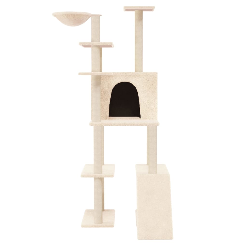 Rascador Para Gatos Con Postes De Sisal Crema 166 Cm_2