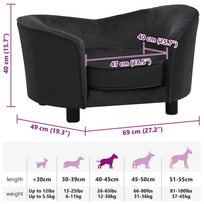 Vidaxl Sofá Para Perros Felpa Y Cuero Sintético Negro 69x49x40 Cm_2