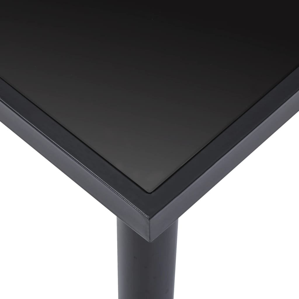 Mesa De Comedor De Vidrio Templado Negro 160x80x75 Cm_2