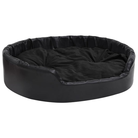 Vidaxl Cama Para Perros Felpa Y Cuero Sintético Negro 99x89x21 Cm_0