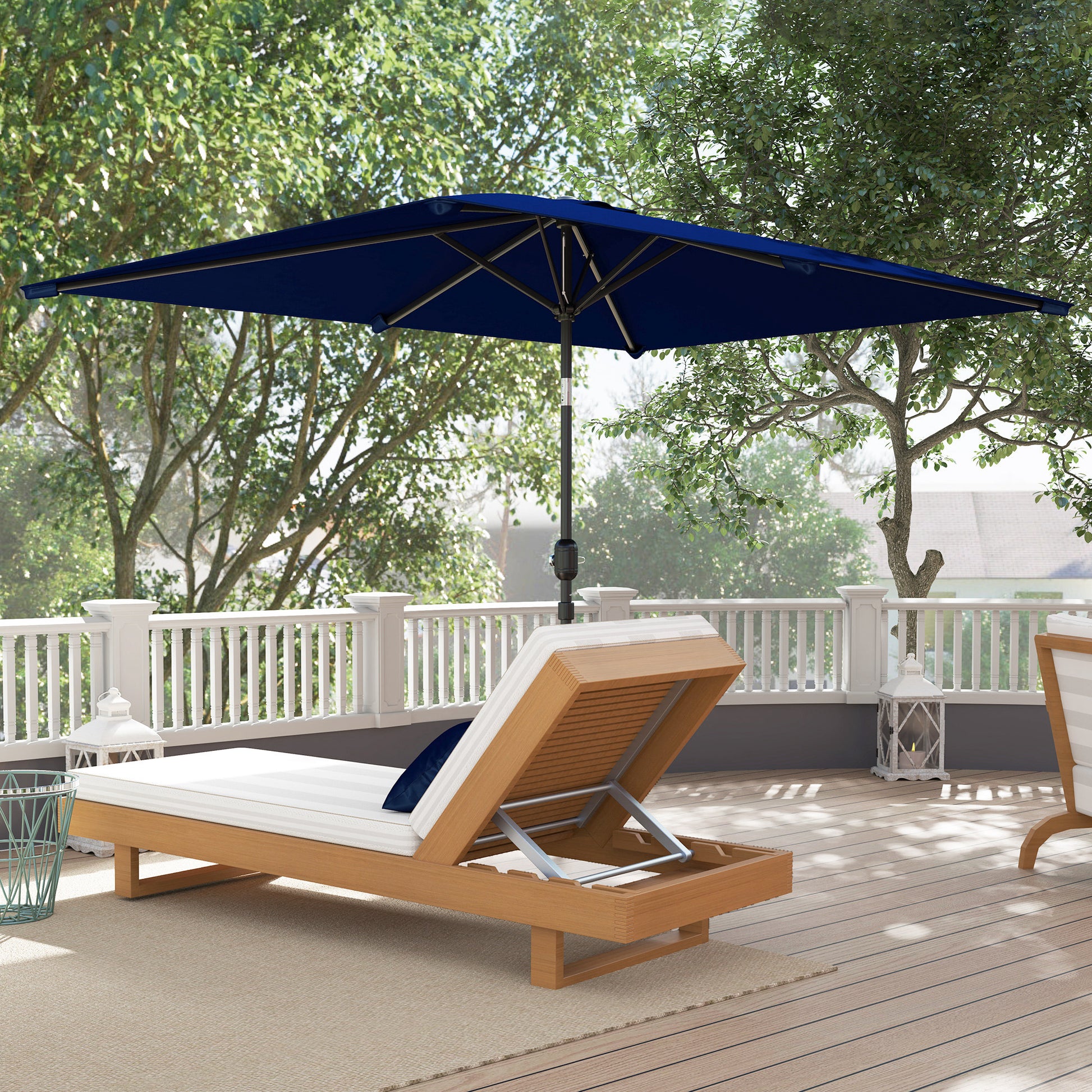 Outsunny Sombrilla De Terraza Exterior 200x300 Cm Ángulo Ajustable Azul Marino_4