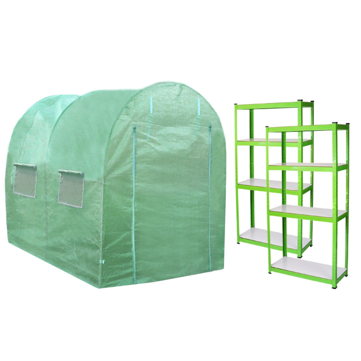 Invernadero Politúnel Con Estantería Galvanizada De Jardín Carpa De Cultivo 25mm 4 X 2m_0
