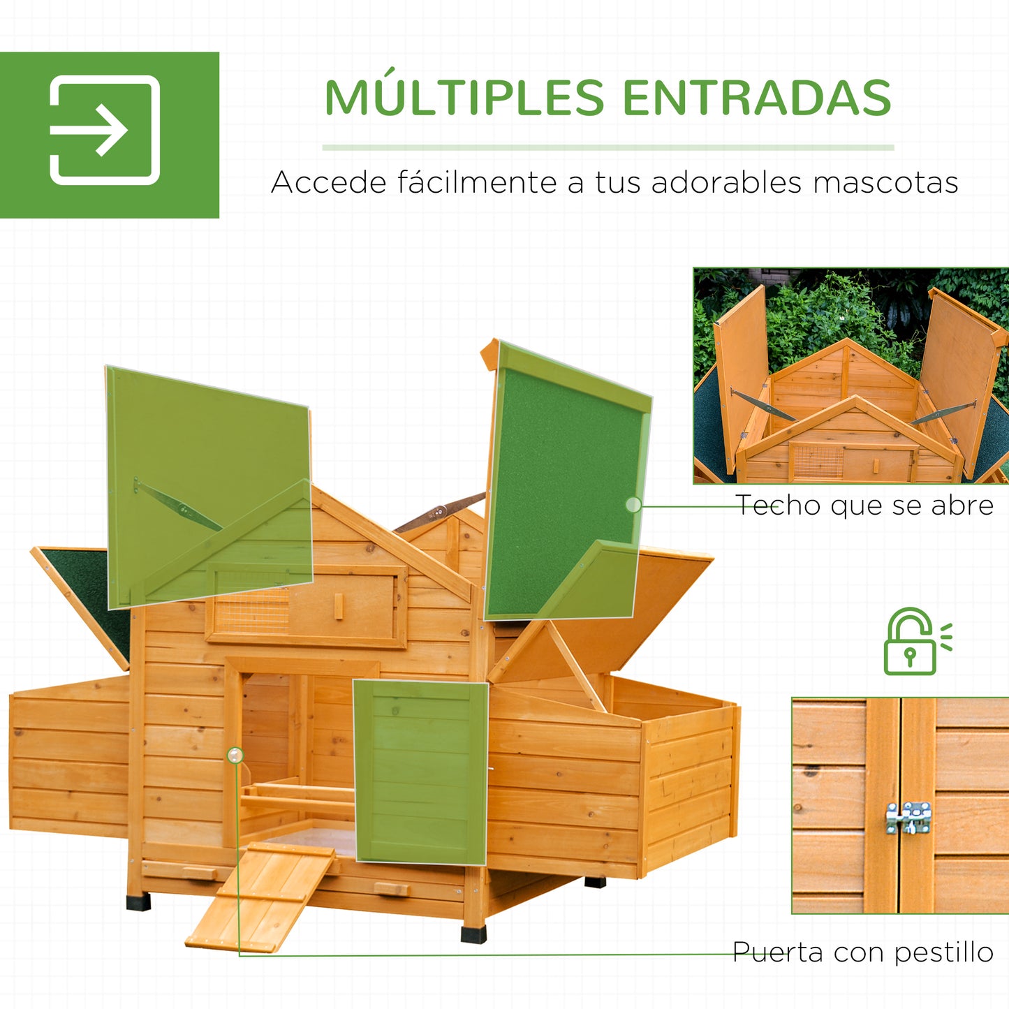 Pawhut Conjunto De 1 Gallinero De Madera Y 1 Gallinero Para Exterior Grande_5