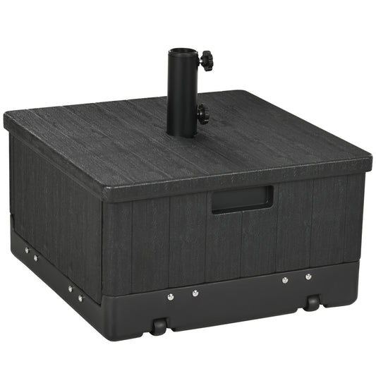 Outsunny Base Para Sombrilla Exterior 3 En 1 Mesa Auxiliar Macetero Negro_0