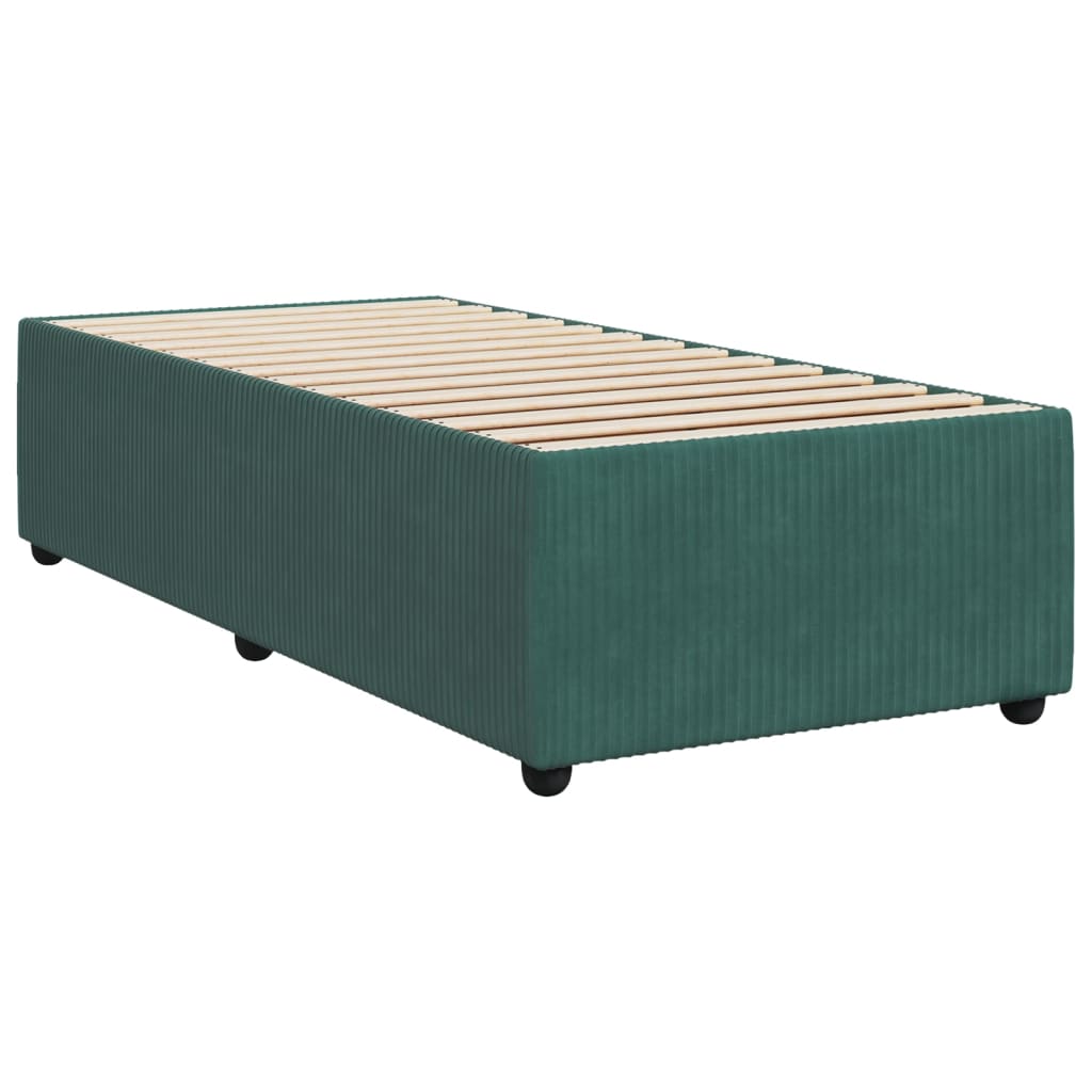 Cama Box Spring Con Colchón Terciopelo Verde Oscuro 90x190 Cm / Vetonek_2