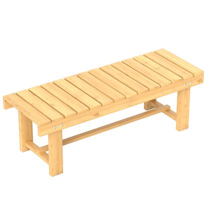 Outsunny Banco De Jardín De Madera De 2 Plazas Carga 250 Kg 110x38x35 Cm Natural_0