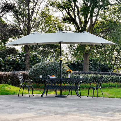 Outsunny Sombrilla Doble De Jardín Con 48 Luces Led Solar 450x265x240 Cm Gris_3