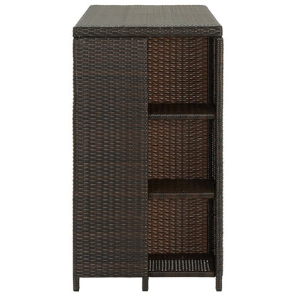 Mesa Bar Estante Almacenaje 120x60x110cm Ratán Sintético Marrón_1