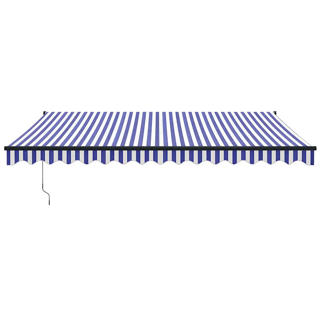 Toldo Retráctil Aluminio Y Tela Azul Y Blanco 4x3 M_2