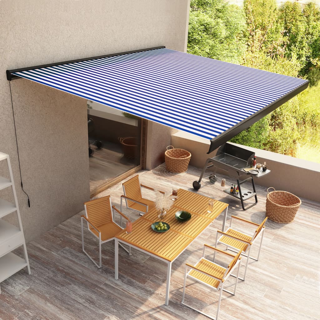 Toldo De Carrete Manual Azul Y Blanco 400x300 Cm_1