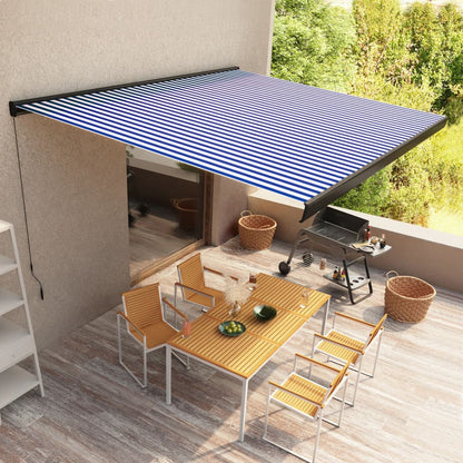 Toldo De Carrete Manual Azul Y Blanco 400x300 Cm_1