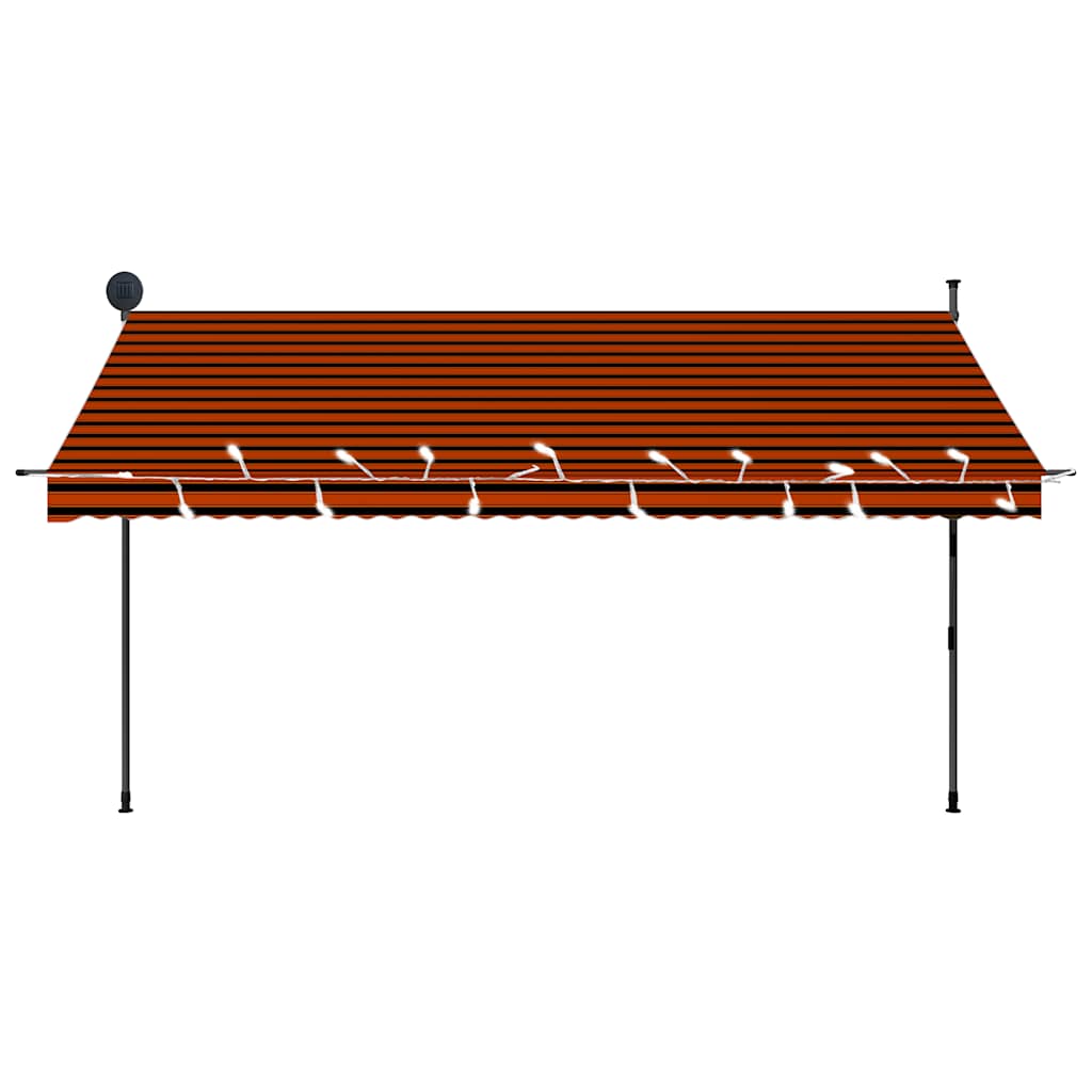Toldo Manual Retráctil Con Led Naranja Y Marrón 350 Cm_3