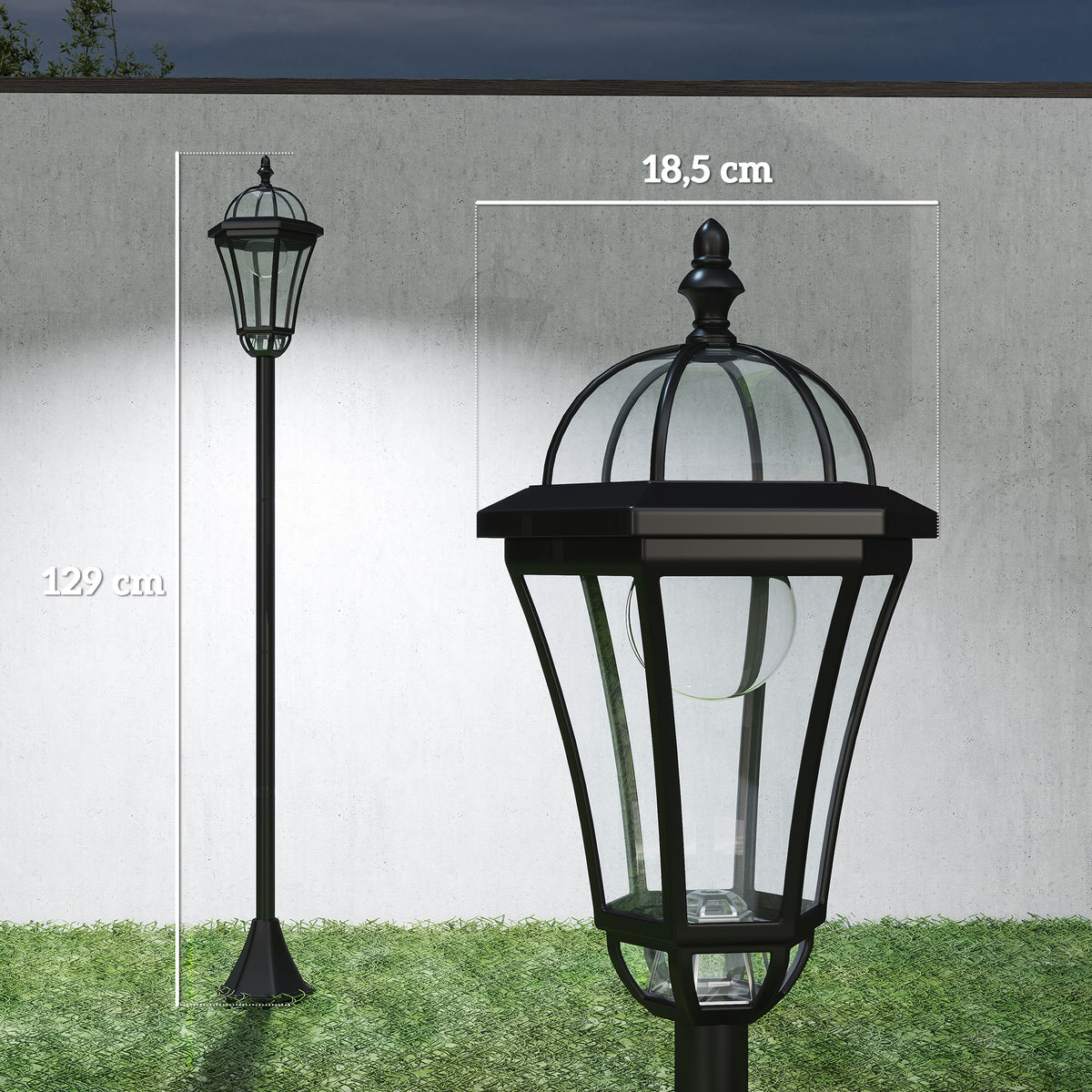 Faroles De Jardín Outsunny Abs Negro 18,5x18,5x129 Cm_2