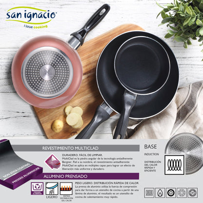 San Ignacio Set Batería De Cocina De 5 Piezas Acero Inoxidable + 3 Sartenes Ø16/20/24 Cm Aluminio Prensado, Aptas Para Inducción_2