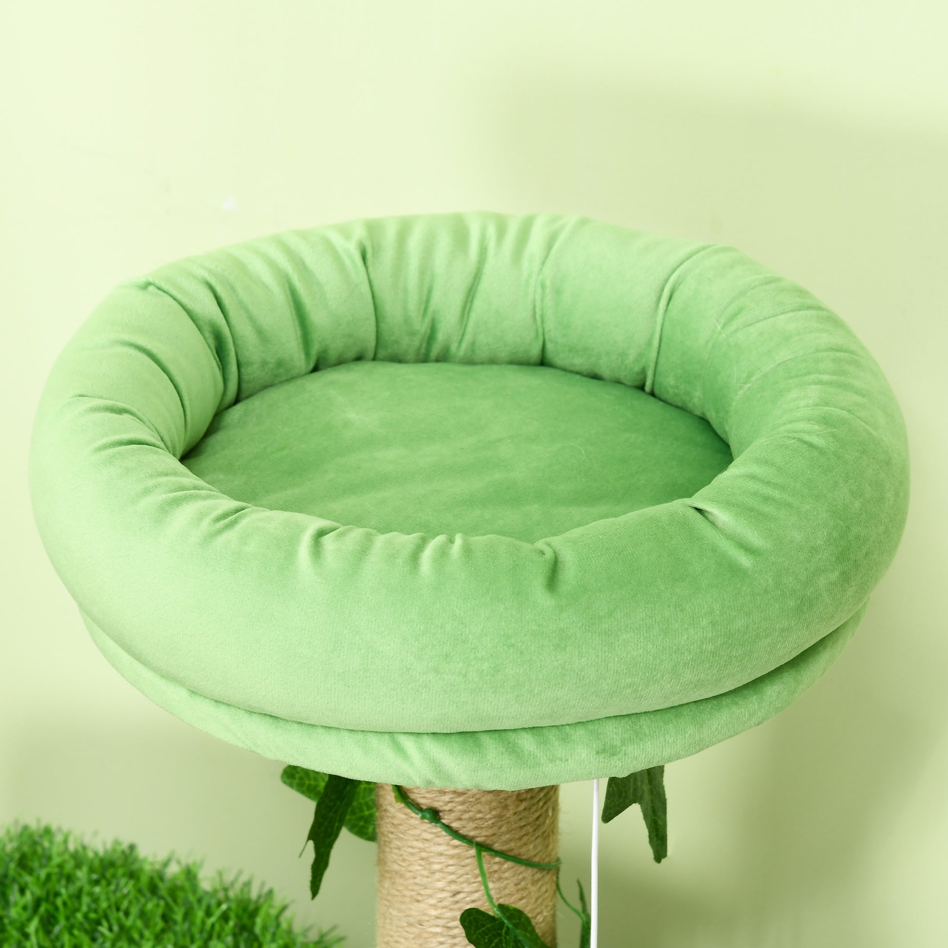 Pawhut Árbol Rascador Para Gatos 91cm Con Caseta Hamaca Poste De Yute Bola Verde_4