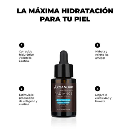 Serum facial Radiance Ácido hialuronico y centella asiática Arganour 30ml