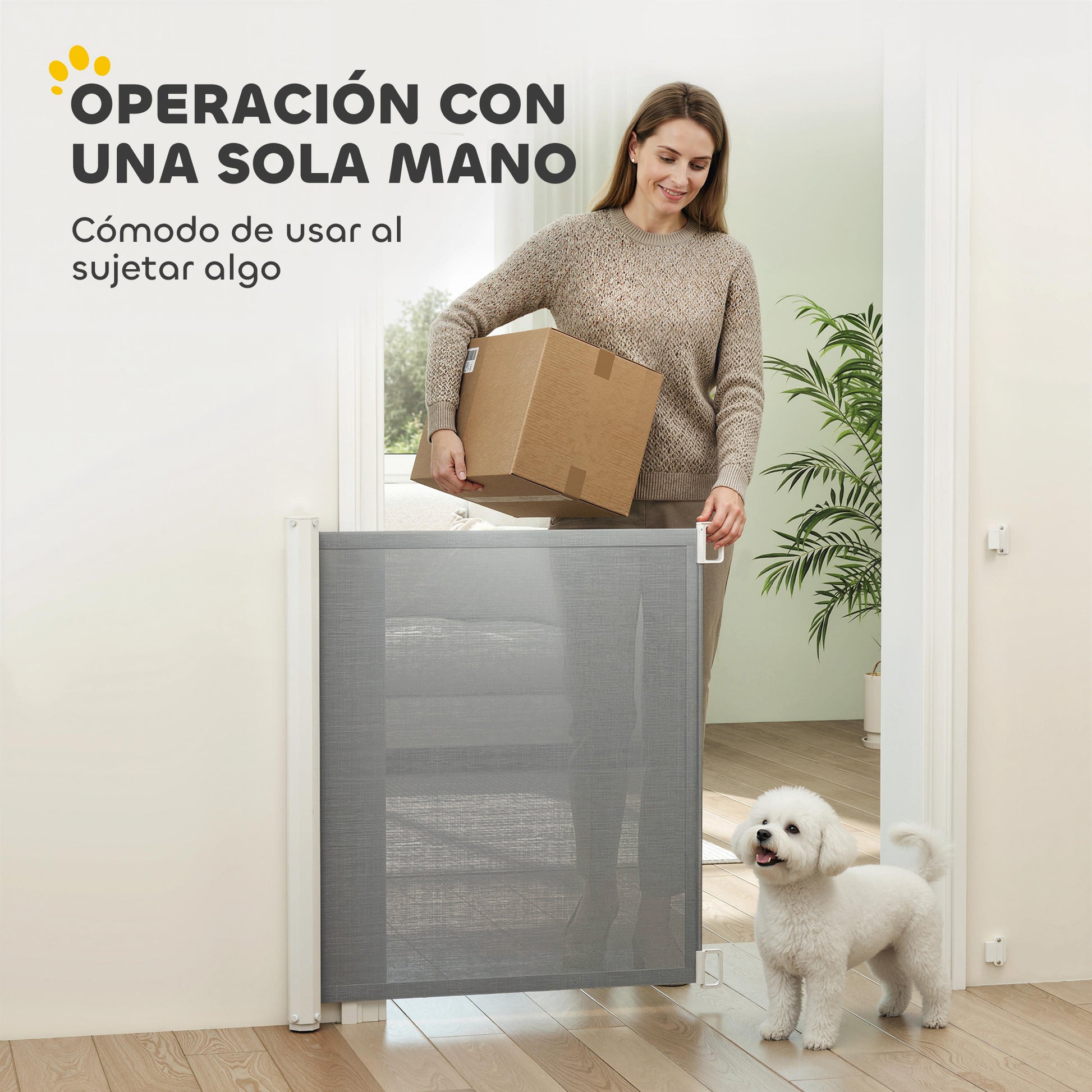 Pawhut Barrera Seguridad Para Perros Para Escaleras Y Puertas 5,5-115x5,5x82,5cm_4