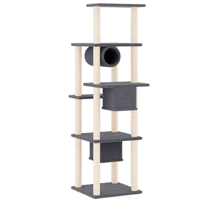 Rascador Para Gatos Con Postes De Sisal Gris Oscuro 169 Cm_4