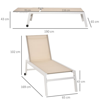 Outsunny Tumbona Con Respaldo Reclinable En 5 Posiciones 169x65x102cm Máx. 120kg_2