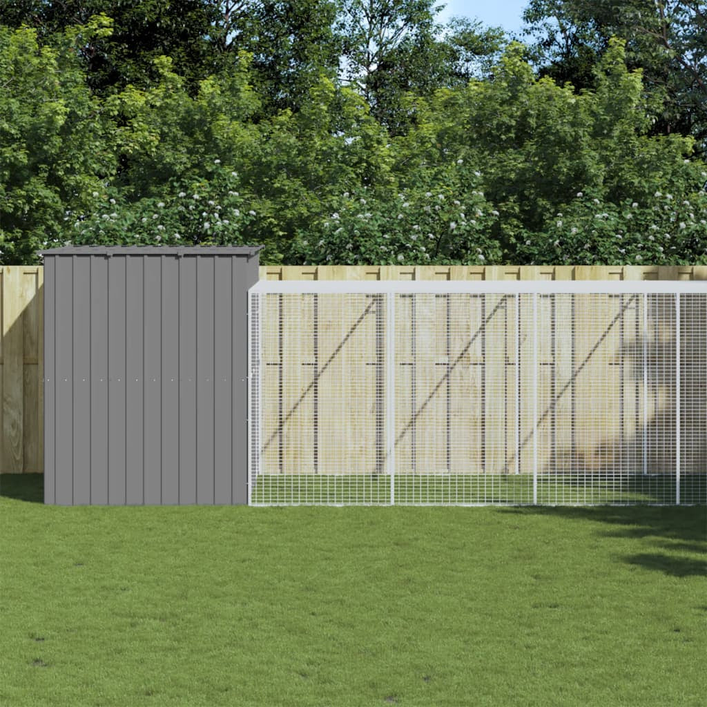Vidaxl Caseta Perros Corral Acero Galvanizado Gris Claro 214x865x181cm_1