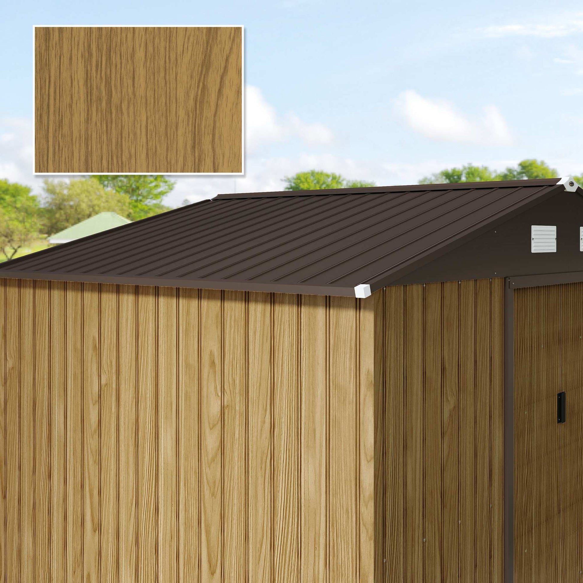 Outsunny Caseta De Jardín Exterior 4,9 M² 277x195x192 Cm Puerta Corredera Marrón_4