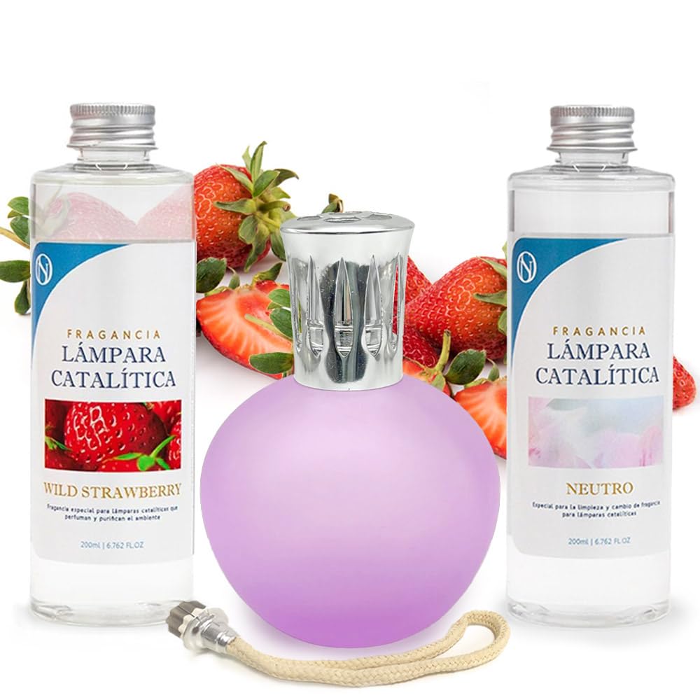 Pack Ahorro Lámpara Catalítica Fucsia Mate + Fragancia Wild Strawberry 500ml + Limpiador Neutro 200ml + Mecha Repuesto_0