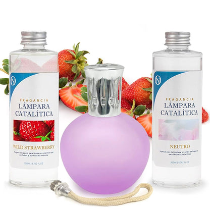 Pack Ahorro Lámpara Catalítica Fucsia Mate + Fragancia Wild Strawberry 500ml + Limpiador Neutro 200ml + Mecha Repuesto_0