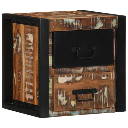 Mesilla De Noche Multicolor 40x35x40 Cm Madera Maciza Reciclada_3