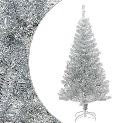 Vidaxl Árbol De Navidad Artificial Con Soporte Pet Plateado 150 Cm_0