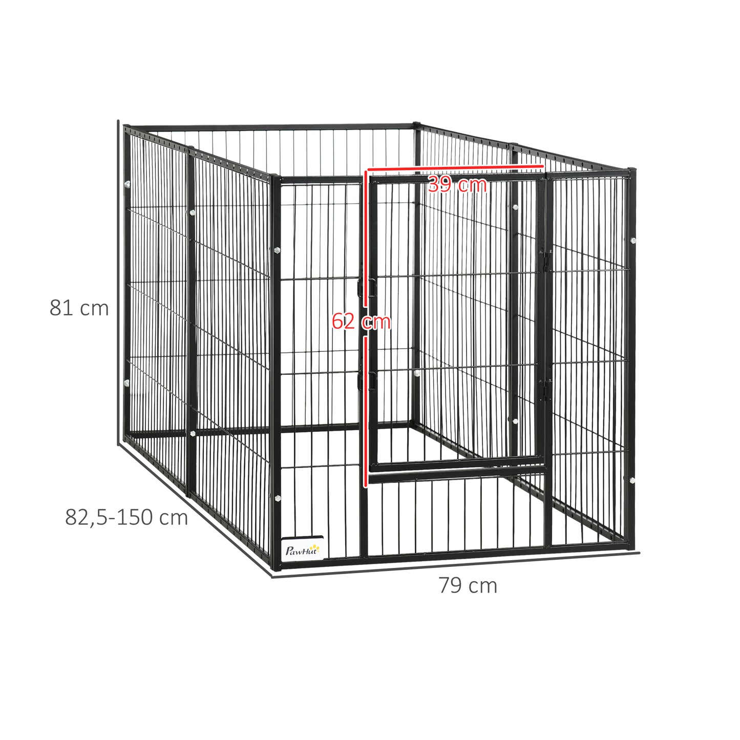 Pawhut Parque Para Perros De 6 Paneles Ajustable 82,5-150x79x81 Cm Negro_2