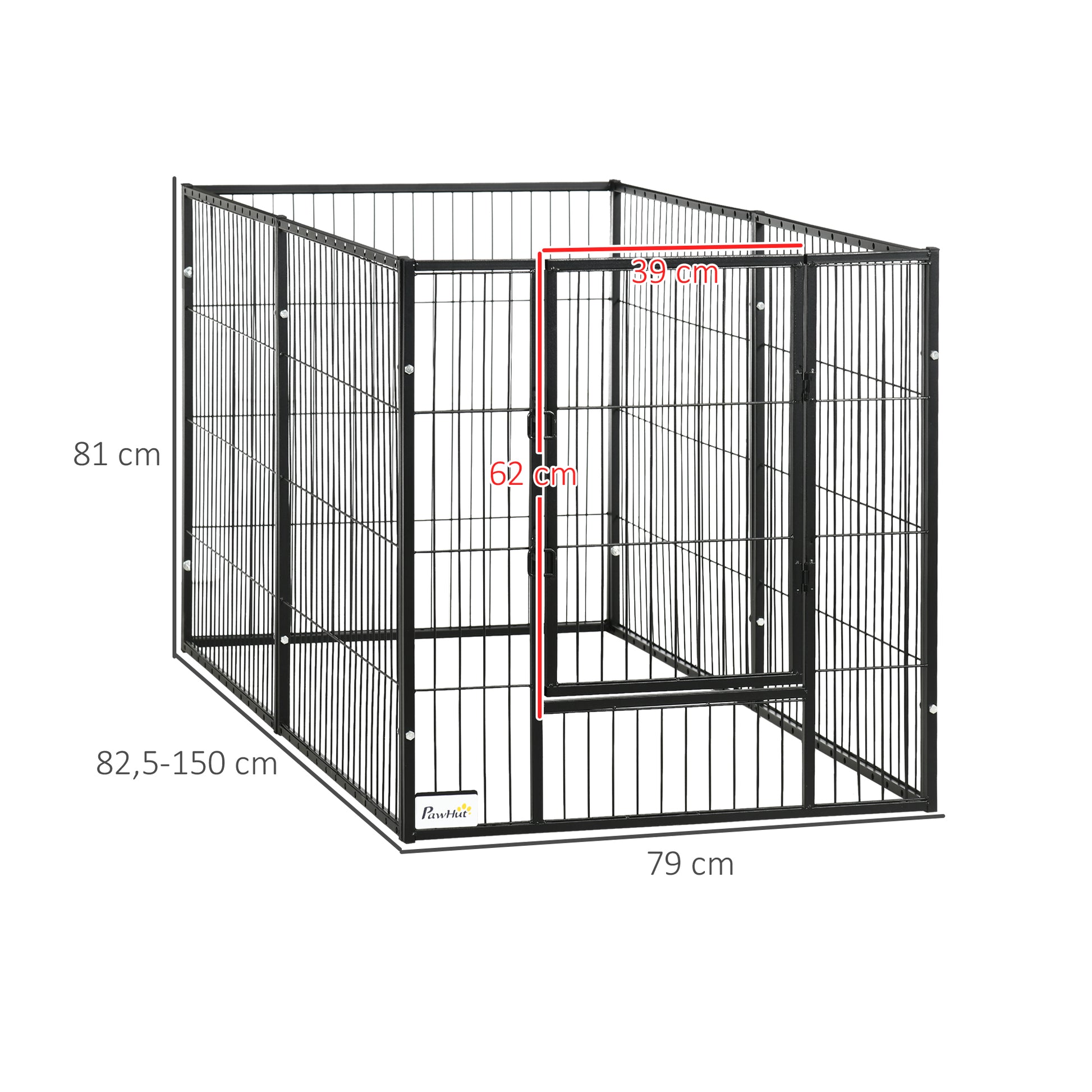 Pawhut Parque Para Perros De 6 Paneles Ajustable 82,5-150x79x81 Cm Negro_2
