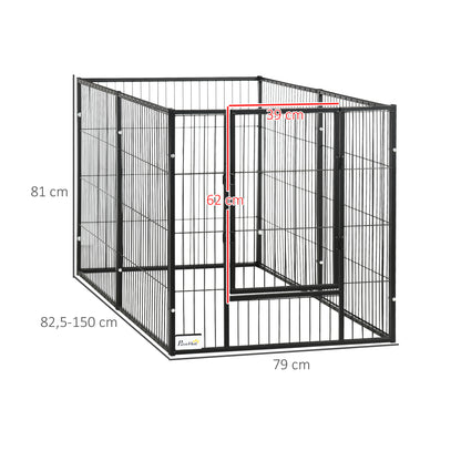 Pawhut Parque Para Perros De 6 Paneles Ajustable 82,5-150x79x81 Cm Negro_2