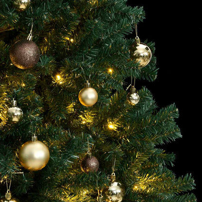 Vidaxl Árbol De Navidad Artificial Con Bisagras 300 Led Y Bolas 210 Cm_1