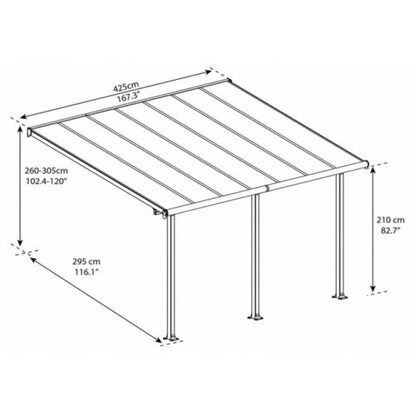 Pérgola adosada Olympia 425x294 gris