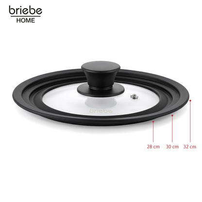 Briebe Totalid Tapa De Sartén Universal Con Borde De Silicona Y Cristal Templado, Multidiámetro 28-30-32_1