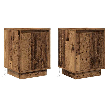 Mesillas De Noche Con Luces Led 2 Uds Madera Vieja 38x34x50 Cm_1
