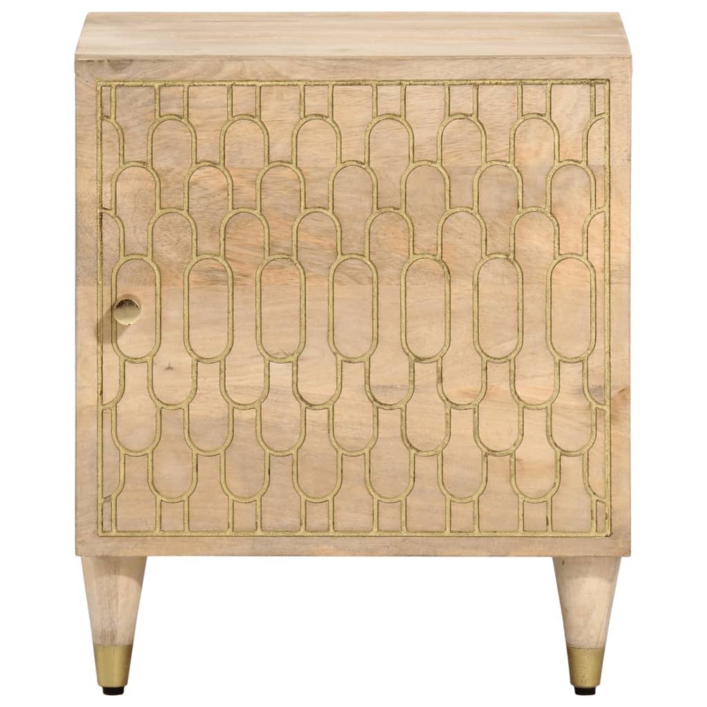 Mesita De Noche De Madera Maciza De Mango 40x33x46 Cm_1