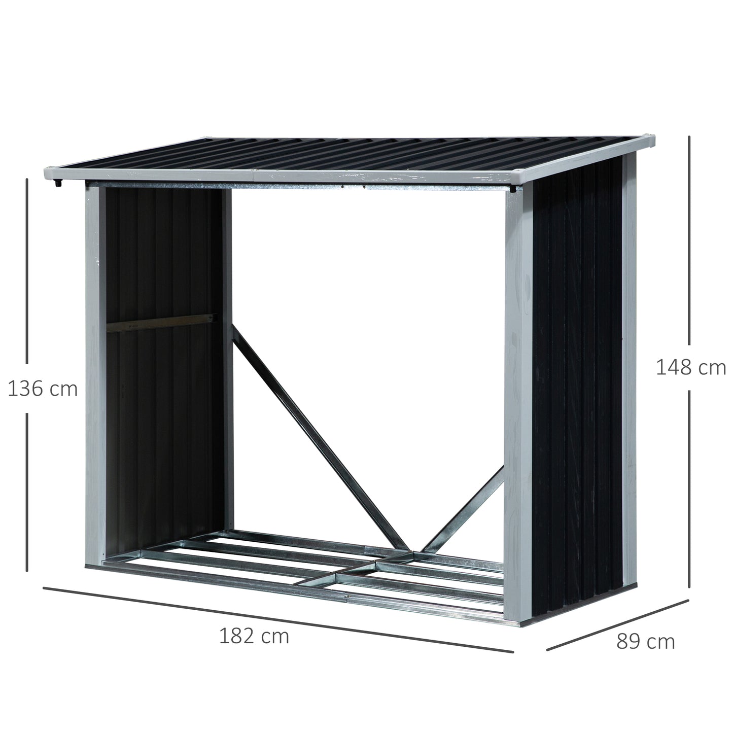 Outsunny Casetilla Para Leña De Acero Galvanizado Para Jardín Exterior_2