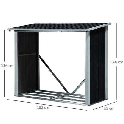 Outsunny Casetilla Para Leña De Acero Galvanizado Para Jardín Exterior_2