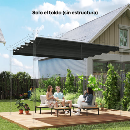 Outsunny Cubierta Para Pérgola Retráctil 2,5x2,55m Para Marco De 3x3 M Gris_1