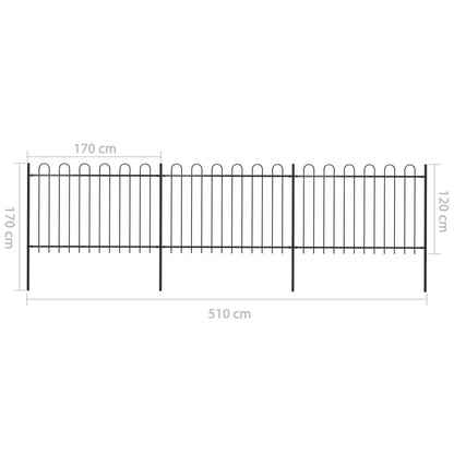 Valla De Jardín Con Puntas De Aro Acero Negro 5,1x1,2 M / Vetonek_4