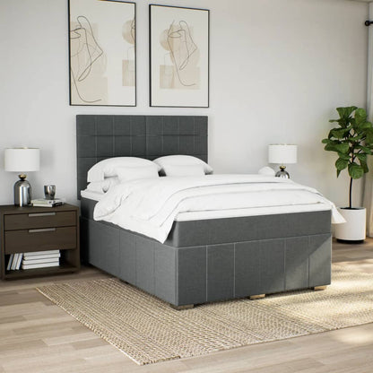 Cama Box Spring Con Colchón Tela Gris Oscuro 160x200 Cm / Vetonek_4