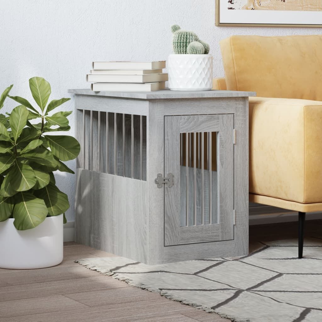 Vidaxl Jaula Para Perros Madera De Ingeniería Gris Sonoma 45x62x59 Cm_1