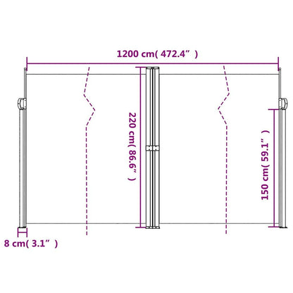 Vidaxl Toldo Lateral Retráctil Antracita 220x1200 Cm_2