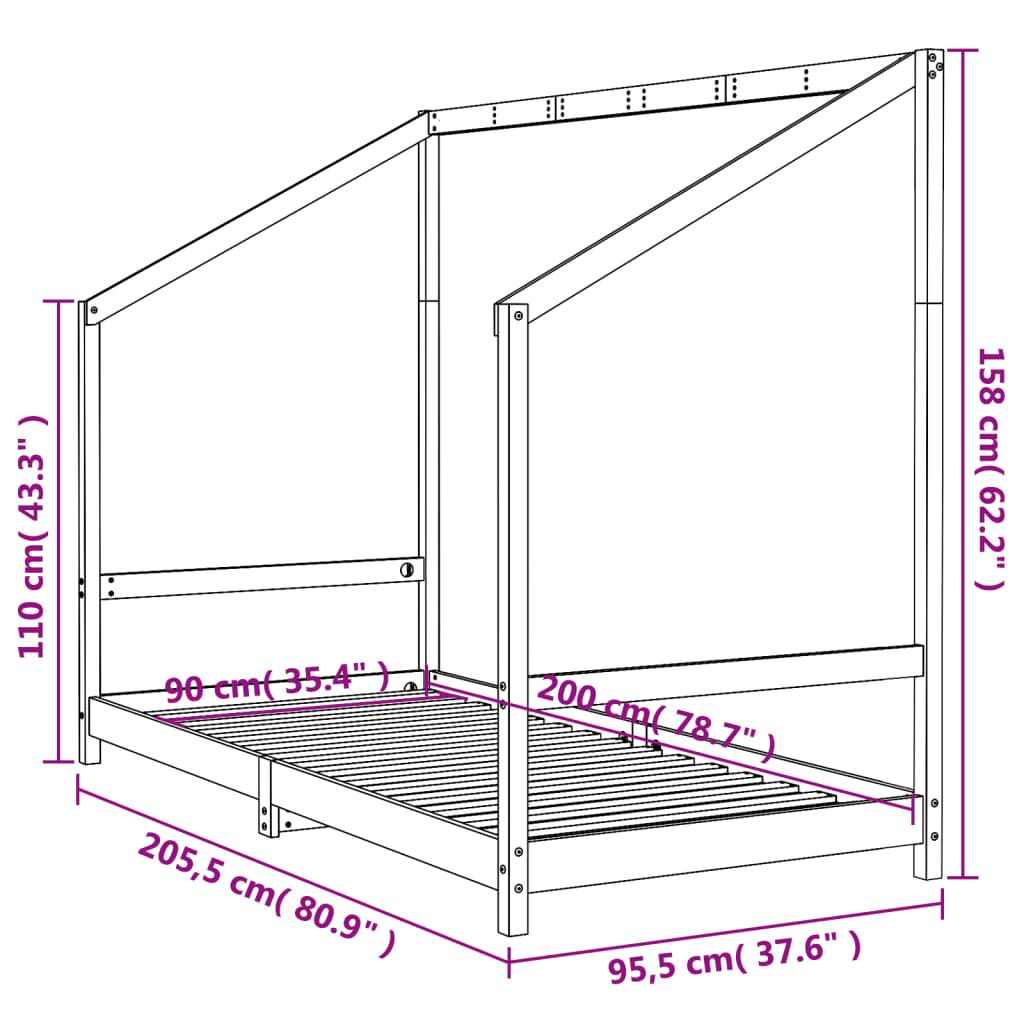 Vidaxl Estructura De Cama Para Niños Madera De Pino Blanco 90x200 Cm_2