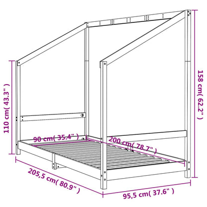 Vidaxl Estructura De Cama Para Niños Madera De Pino Blanco 90x200 Cm_2