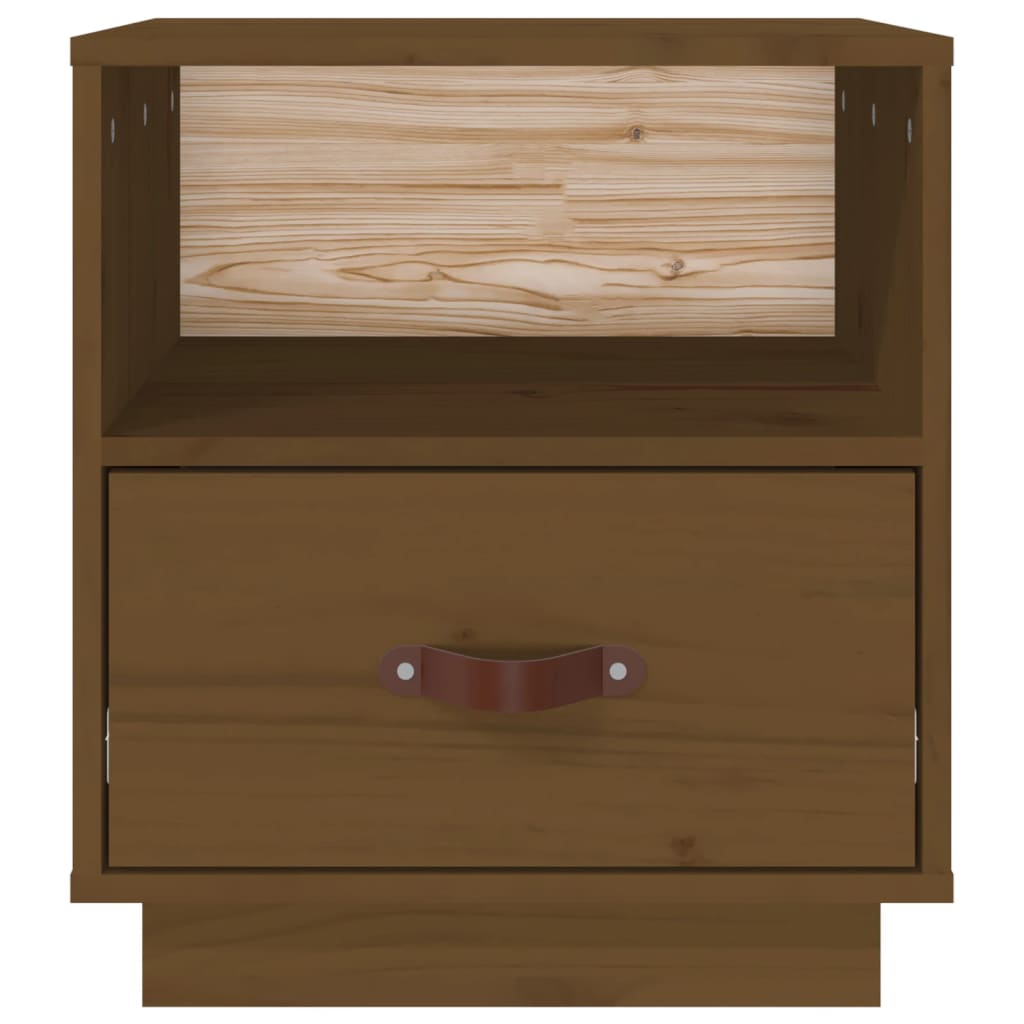 Mesita De Noche Madera Maciza De Pino Marrón Miel 40x34x45 Cm_4